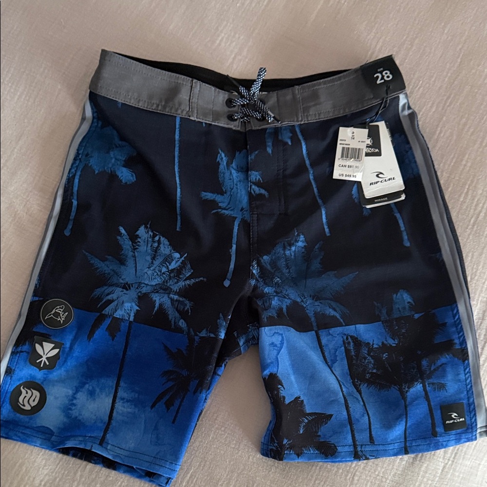 Rip Curl Boys Black and Blue Palm Boardshorts NWT